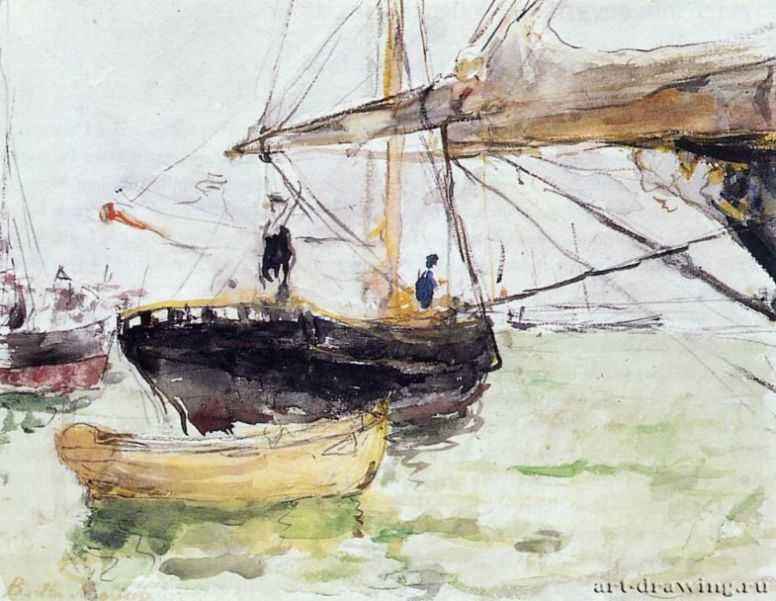 На борту яхты, 1875 г. - Акварель. 
Частное собрание. 
Франция.