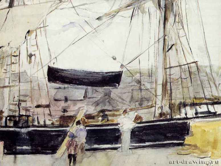 Лодка в доке, 1875 г. - Акварель. Париж. Музей Мармоттан. Франция.