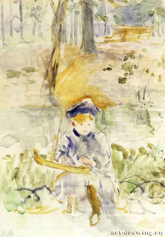Жюли и лодка, 1884 г. - Акварель. Частное собрание. Франция.
