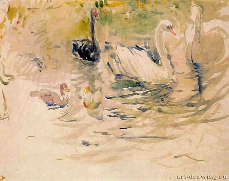 Лебеди, 1888 г. - Бумага, акварель. Частное собрание. Франция.