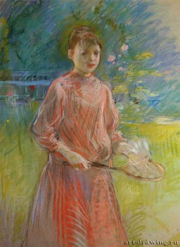 Девочка с ракеткой или Джин Боннет, 1888 г. - Бумага, пастель. Частное собрание. Франция.