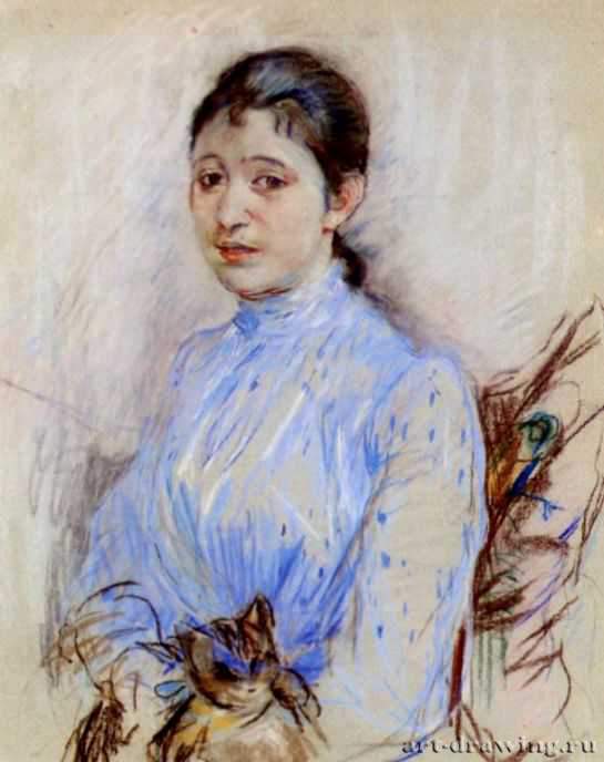Молодая женщина в голубой блузке, 1889 г. - Пастель. Частное собрание. Франция.