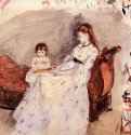 Сестра художницы Эдма со своей дочкой Жанной, 1872 г. - Бумага, акварель. Вашингтон. Национальная галерея. Франция.