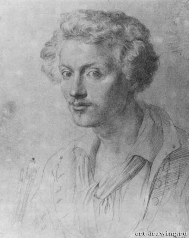 Автопортрет. 1828 - 264 x 208 мм. Серебряный штифт на бумаге. Франкфурт-на-Майне. Художественный институт Штеделя, Гравюрный кабинет.