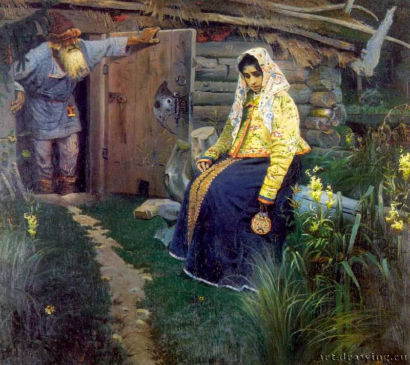 За приворотным зельем, 1888 г. - Холст, масло; 125 х 142 см. Саратов. Саратовский государственный художественный музей.