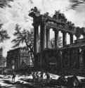 Вид храма Сатурна и Триумфальной арки Септимия Севера на Римском форуме. 1774 - 460 х 690 мм. Офорт. Париж. Национальная библиотека, Кабинет эстампов.