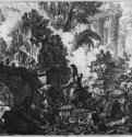 Руины со статуей Афины Паллады. 1743 - 490 х 630 мм. Резцовая гравюра на меди. Париж. Национальная библиотека, Кабинет эстампов.