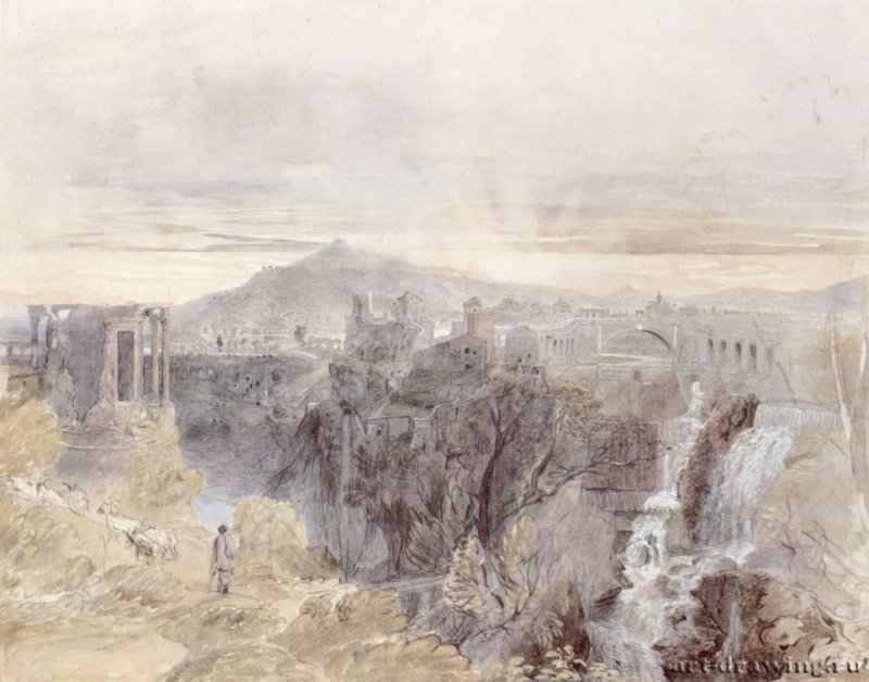 Вид Тиволи. 1839 - 1841 - 327 х 415 мм. Карандаш, акварель и гуашь, на бумаге. Филадельфия (штат Пенсильвания). Музей искусств.