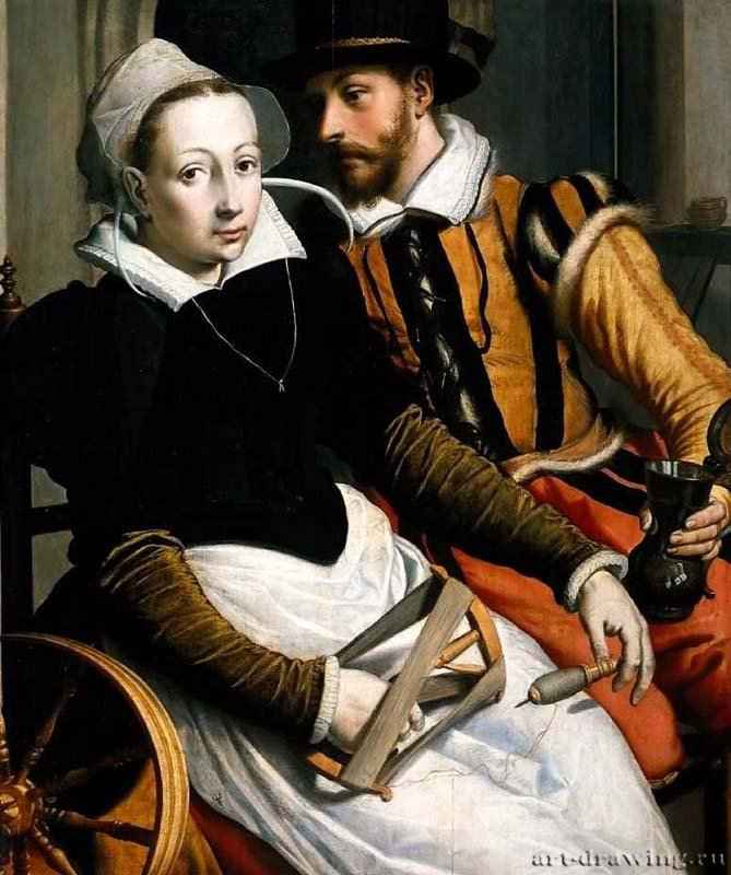 Мужчина и женщина за прялкой. 1570 - Масло, дерево 76 x 53 Риксмузеум Амстердам