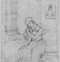 Мария в комнате. 1811 - 222 х 130 мм. Карандаш на бумаге. Франкфурт-на-Майне. Художественный институт Штеделя, Гравюрный кабинет.