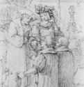 Нюрнбергские купцы перед императором Максимилианом. 1811 - 213 х 153 мм. Карандаш на бумаге. Франкфурт-на-Майне. Художественный институт Штеделя, Гравюрный кабинет.