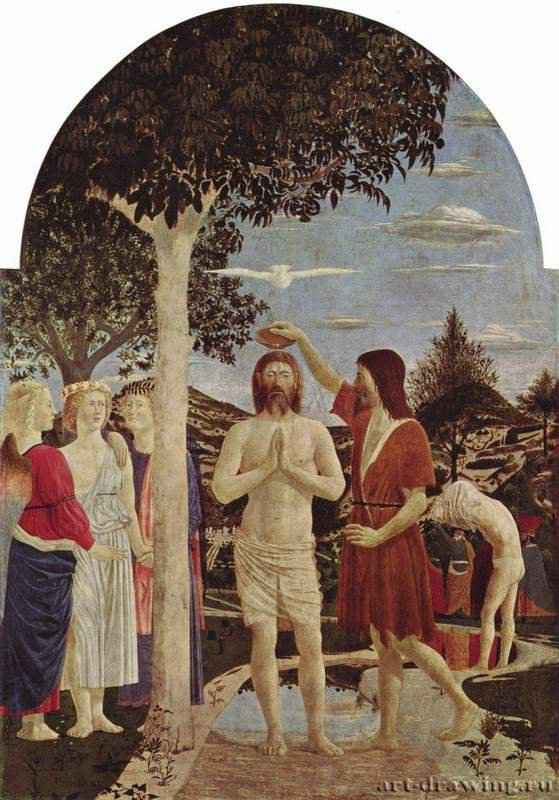 Пьеро делла Франческа: Крещение Христа -  1440-1450  168 x 116 см Дерево Возрождение Италия Лондон. Национальная галерея