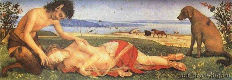 Пьеро ди Козимо: Смерть Прокриды -  1486-1510 65 x 188 см Холст, масло Возрождение Италия Лондон. Национальная галерея