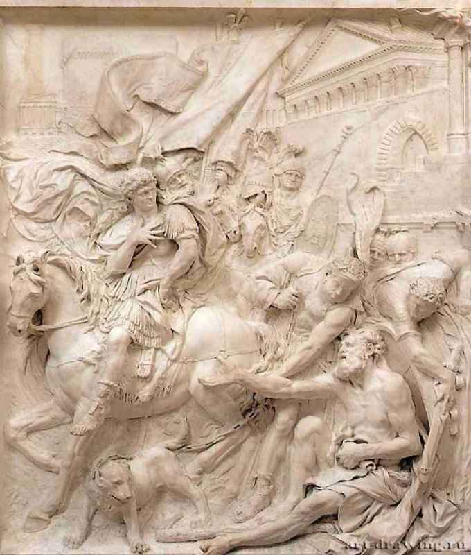 Встреча Александра с Диогеном. Рельеф. 1692 - Высота 332 см, ширина 296 см. Мрамор. Париж. Лувр. Франция.