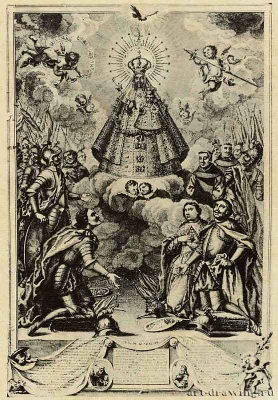 Вотивный образ Девы Марии Гваделупской. 1789 - 570 х 380 мм. Резцовая гравюра на меди. Барселона. Муниципальный институт истории. Испания.