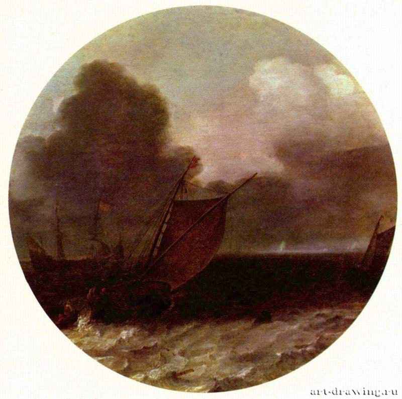 В море. 1640 - Диаметр 33,5 смДерево, маслоБароккоНидерланды (Голландия)Роттердам. Музей Бойманс ван Бейнинген