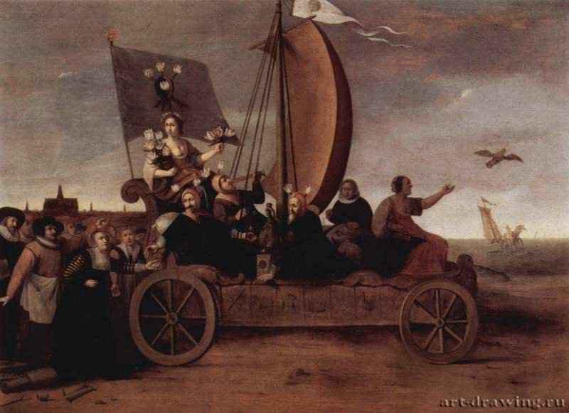 Почтовый парусник Флоры. 1640 - 61 x 83 смДерево, маслоБароккоНидерландыХарлем. Музей Франса Халса