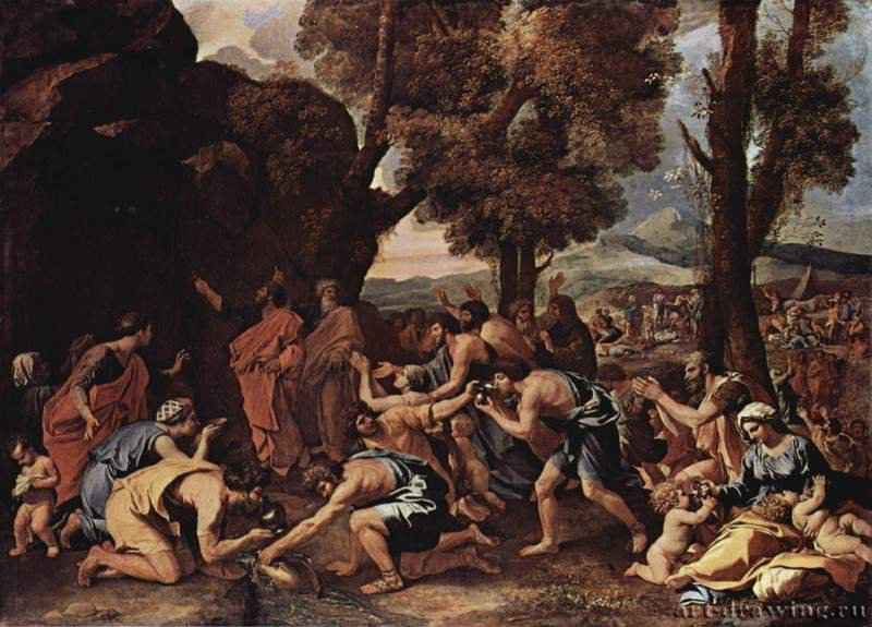 Моисей высекает воду из скалы. 1633-1635 - 97 x 133 смХолст, маслоБарокко, классицизмФранция и ИталияЭдинбург. Национальная галерея Шотландии