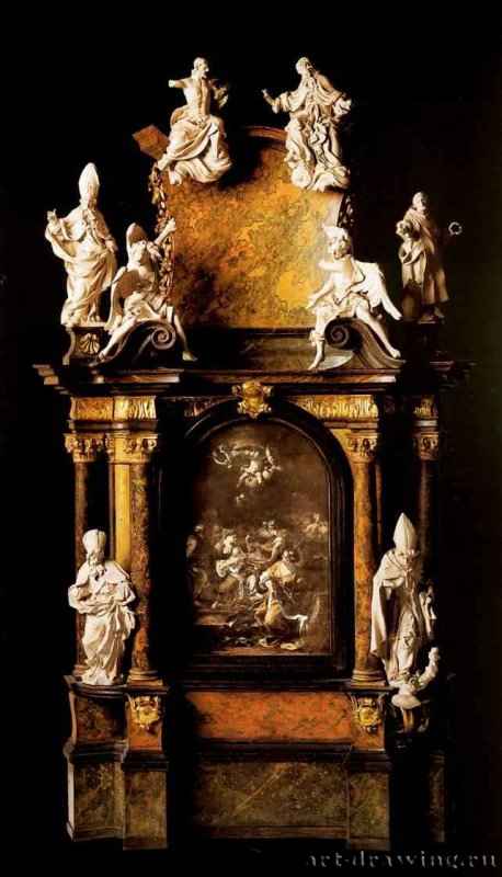 Модель высокого алтаря церкви в монастыре в Доксани. 1703 - 1150 х 665 х 265. Раскрашенное дерево, позолота. Прага. Чехия.