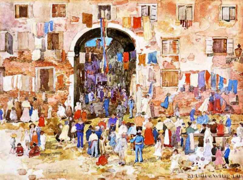 Венеция: Рива Дельи Скиавони, Кастелло, 1898 г. - Бумага, акварель; 36,83 x 48,26 см. Частное собрание. Канада.