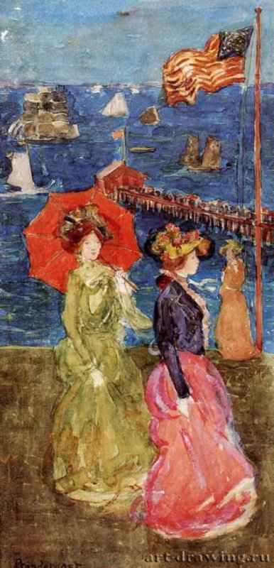 Фигурки под флагом, 1900 - 1905 г. - Бумага, акварель, карандаш. Вильямстаун (Массачусеттс). Художественный музей колледжа Вильямс. Канада.