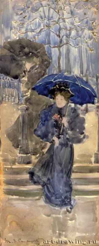 Женщины под дождем, 1893 - 1894 г. - Бумага, акварель, карандаш. Форт- Лодердейл (США). Музей искусств. Канада.