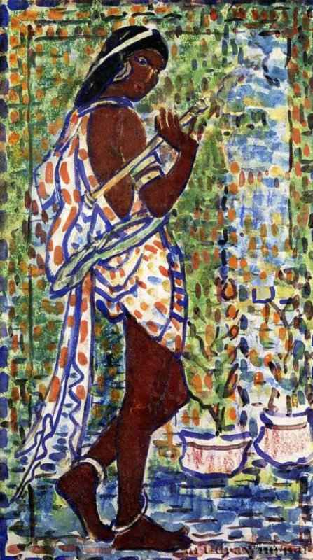 Индийская танцовщица, 1910 - 1911 г. - Бумага, акварель, пастель, карандаш; 45,72 x 27,31 см. Частное собрание. Канада.