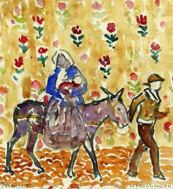 Бегство в Египет, 1912 - 1915 г. - Бумага, акварель, карандаш; 26,67 x 24,77 см. Частное собрание. Канада.