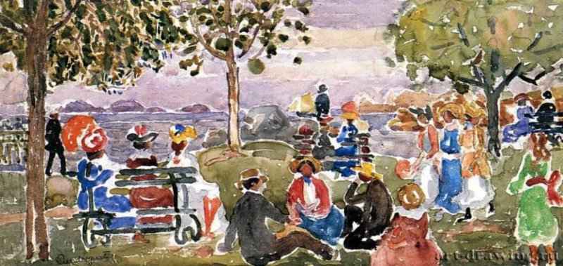 Парк в Глостере, 1920 - 1923 г. - Бумага, акварель, уголь, карандаш; 28,26 x 57,15 см. Сент- Луис (США). Музей изобразительных искусств. Канада.