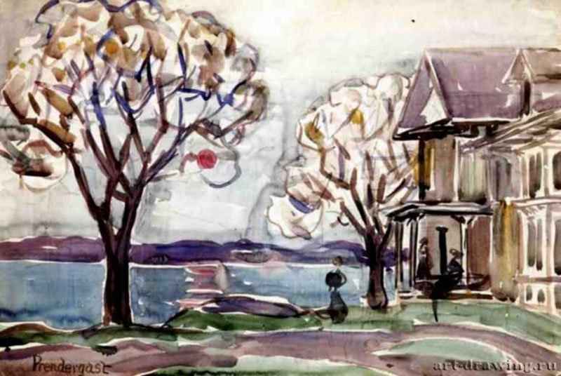 Дом у моря - Бумага, акварель, карандаш; 30,48 x 45,09 см. Частное собрание. Канада.