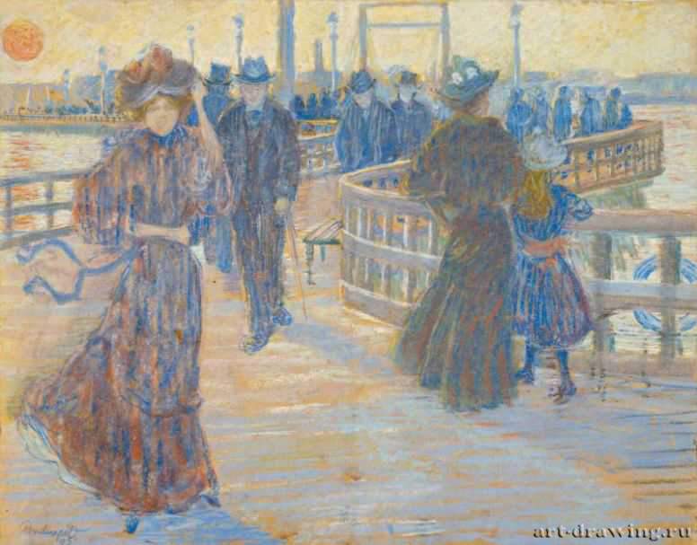 Южный Бостонский пирс, 1895 - 1897 г. - Пастель, бумага; 53 x 67 см. Музей изящных искусств. Бостон. Канада.