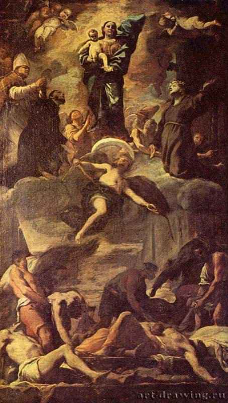 Эскиз к фреске о чуме. 1656 - 129 x 77 смХолст, маслоБароккоИталияНеаполь. Национальная галерея Каподимонте