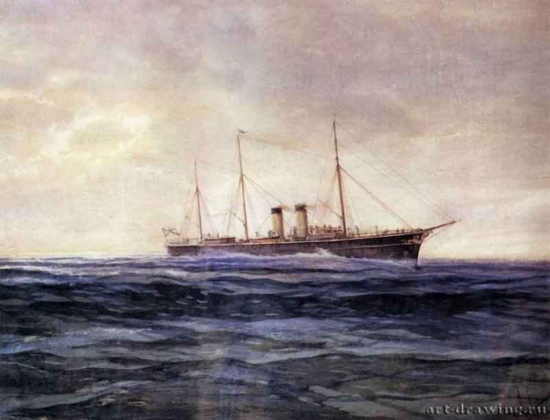 Яхта "Полярная звезда". Конец 19 века. - Бумага, акварель; 34,5 x 50,5 см. Россия.