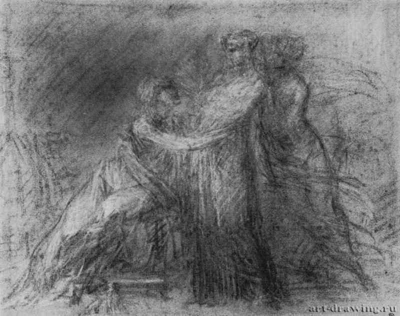 Этюд фигур. 1637 - 270 х 203 мм Сангина на белой бумаге Флоренция Уффици, Кабинет рисунков и гравюр Италия.