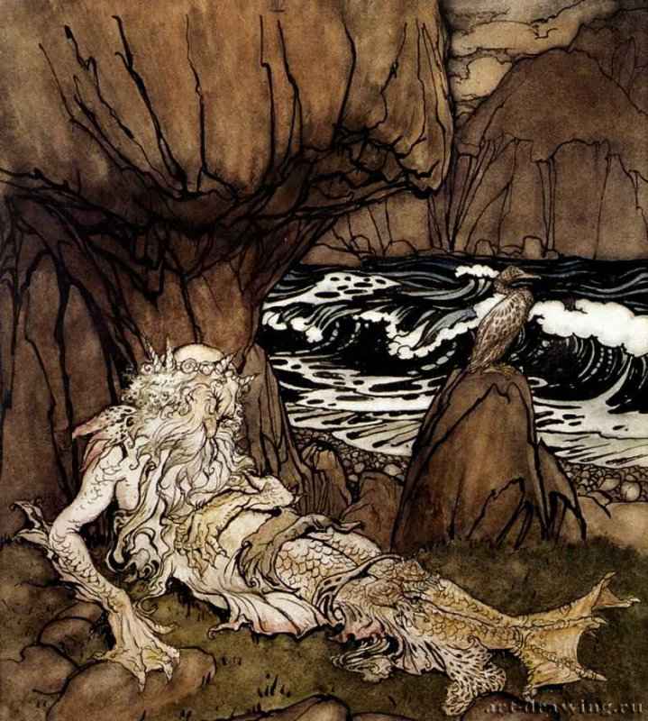 Водяной в короне. - Акварель, коричневые чернила, карандаш; 26 x 19,5 см. Частное собрание. Великобритания.