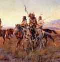 Четыре индейца, 1914 г. - Акварель, бумага; 31,75 x 50,8 см. Частное собрание. США.