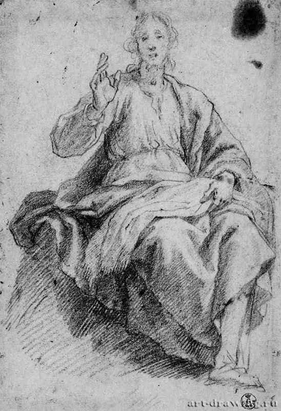 Христос. Первая половина 17 века - 332 х 231 мм. Сангина и черный мел, на белой бумаге. Флоренция. Уффици, Кабинет рисунков и гравюр. Италия.