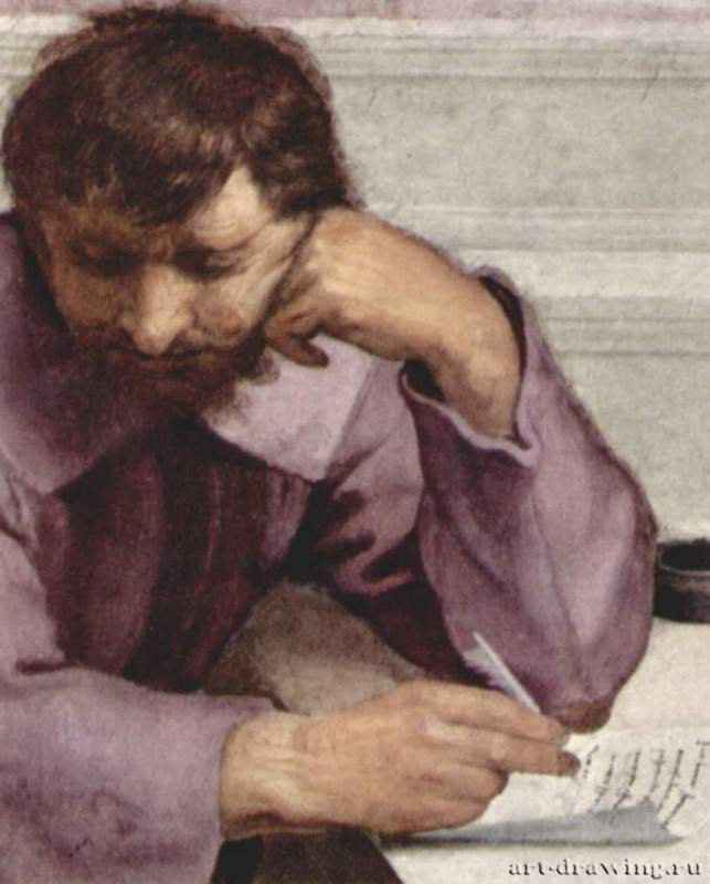 Станца делла Сеньятура в Ватикане. Настенная фреска. Афинская школа. Фрагмент. Гераклит. 1509-1510 - Фреска. Возрождение. Италия. Рим. Ватикан, Станца делла Сеньятура. Заказчик - папа Юлий II.