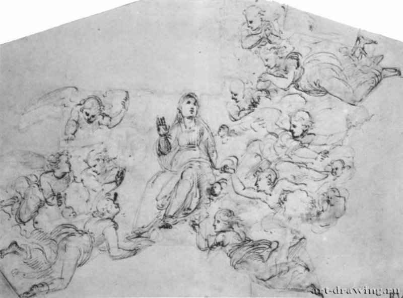 Вознесение Марии. 1509 - 235 х 324 мм. Перо на бумаге. Стокгольм. Национальная галерея, Собрание графики.