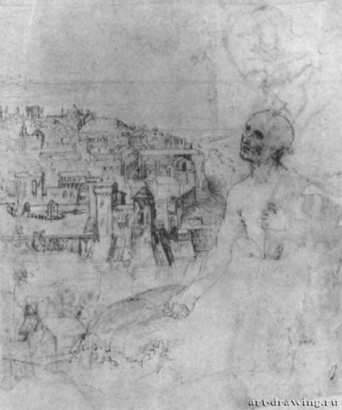 Св. Иероним в пустыне. 1501-1502 - 244 х 203 мм. Перо на бумаге. Оксфорд. Музей Эшмолеан, Отдел гравюры и рисунка.
