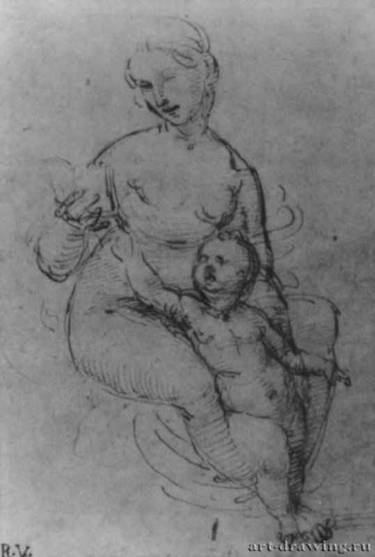 Читающая Мадонна. 1506 - 210 х 142 мм. Перо на бумаге. Оксфорд. Музей Эшмолеан, Отдел гравюры и рисунка.