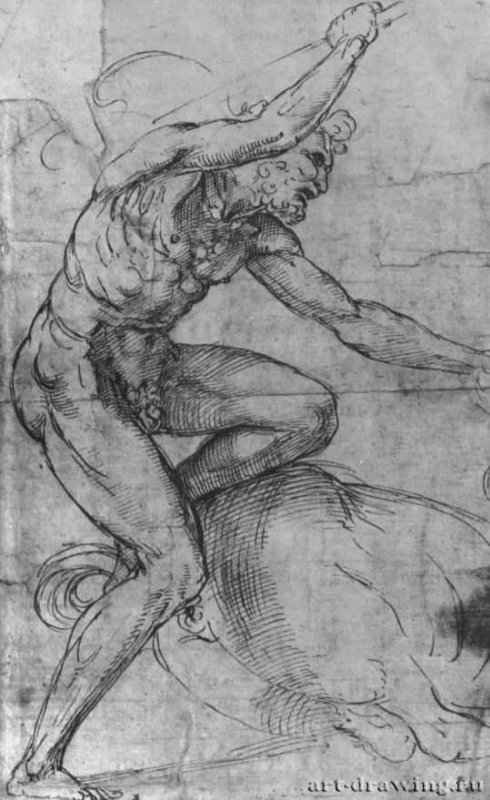 Геракл и кентавр. 1507-1508 - 400 х 244 мм. Перо на бумаге. Лондон. Британский музей, Отдел гравюры и рисунка.