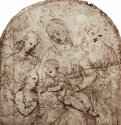 Святое семейство. 1500-1510 - 168 х 158 мм. Перо коричневым тоном, на бумаге. Лилль. Дворец изящных искусств, Кабинет рисунков.