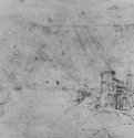 Пейзаж с руинами. 1508-1509 - 194 х 315 мм. Перо на бумаге. Веймар. Музей замка, Собрание графики.
