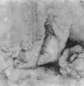 Этюд к "Алтарю Колонны", Христос на горе Елеонской (Моление о чаше). 1501-1502 - 226 х 265 мм. Перо, отмывка, на бумаге, частично проколот по контурам. Нью-Йорк. Библиотека Пирпонта Моргана.