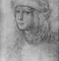 Портрет мальчика. 1502-1503 - 381 х 261 мм. Серый мел, подсветка белым, на бумаге. Оксфорд. Музей Эшмолеан, Отдел гравюры и рисунка.