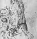 Геракл, сражающийся с гидрой. 1507-1508 - 390 х 272 мм. Перо по подготовке стилом, на бумаге. Виндзорский замок. Королевская библиотека.
