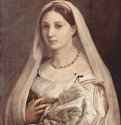 Женский портрет (Дама под покрывалом) 1516 - 85 x 64 см. Дерево, масло. Возрождение. Италия. Флоренция. Палаццо Питти.