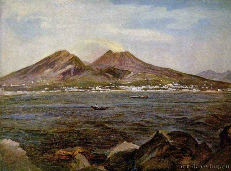 Вид на Неаполитанский залив. 1813-1815 - 23,2 x 30,8 см. Картон, масло. Романтизм. Австрия. Карлсруэ. Кунстхалле.