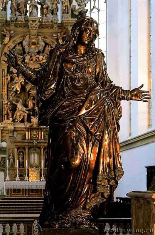 Богоматерь скорбящая. Фигура из композиции Распятия. 1605 - Высота 190 см. Бронза. Аугсбург. Монастырская церковь святых Ульриха и Афры. Австрия.